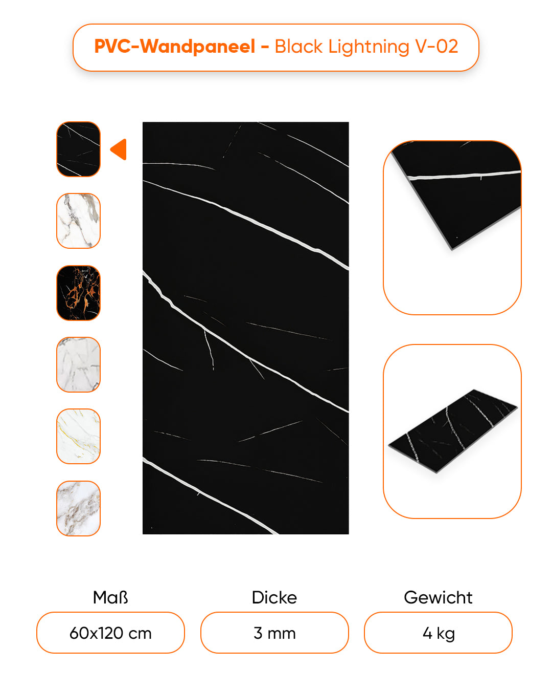 Marmoroptik Alternative zu Badfliese/Black Lightning V-02