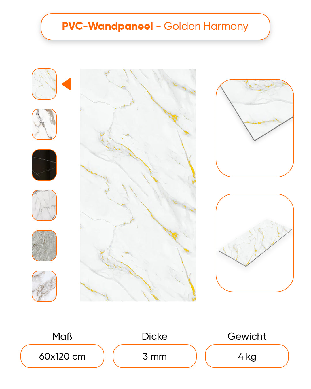 Marmoroptik Alternative zu Badfliese/Küchenfliese Golden Harmony