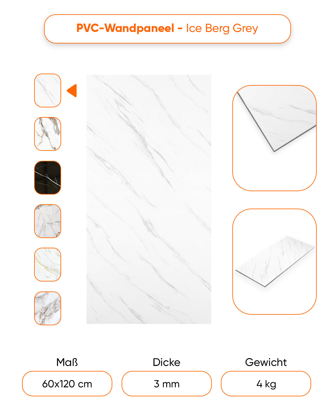 Marmoroptik Alternative zu Badfliese/Küchenfliese Ice Berg Grey