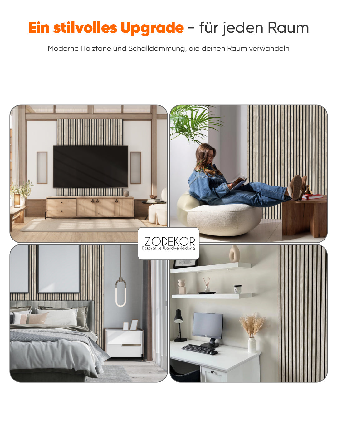 3D Akustik Wandpaneel Holz 2er Set – Sand Grey
