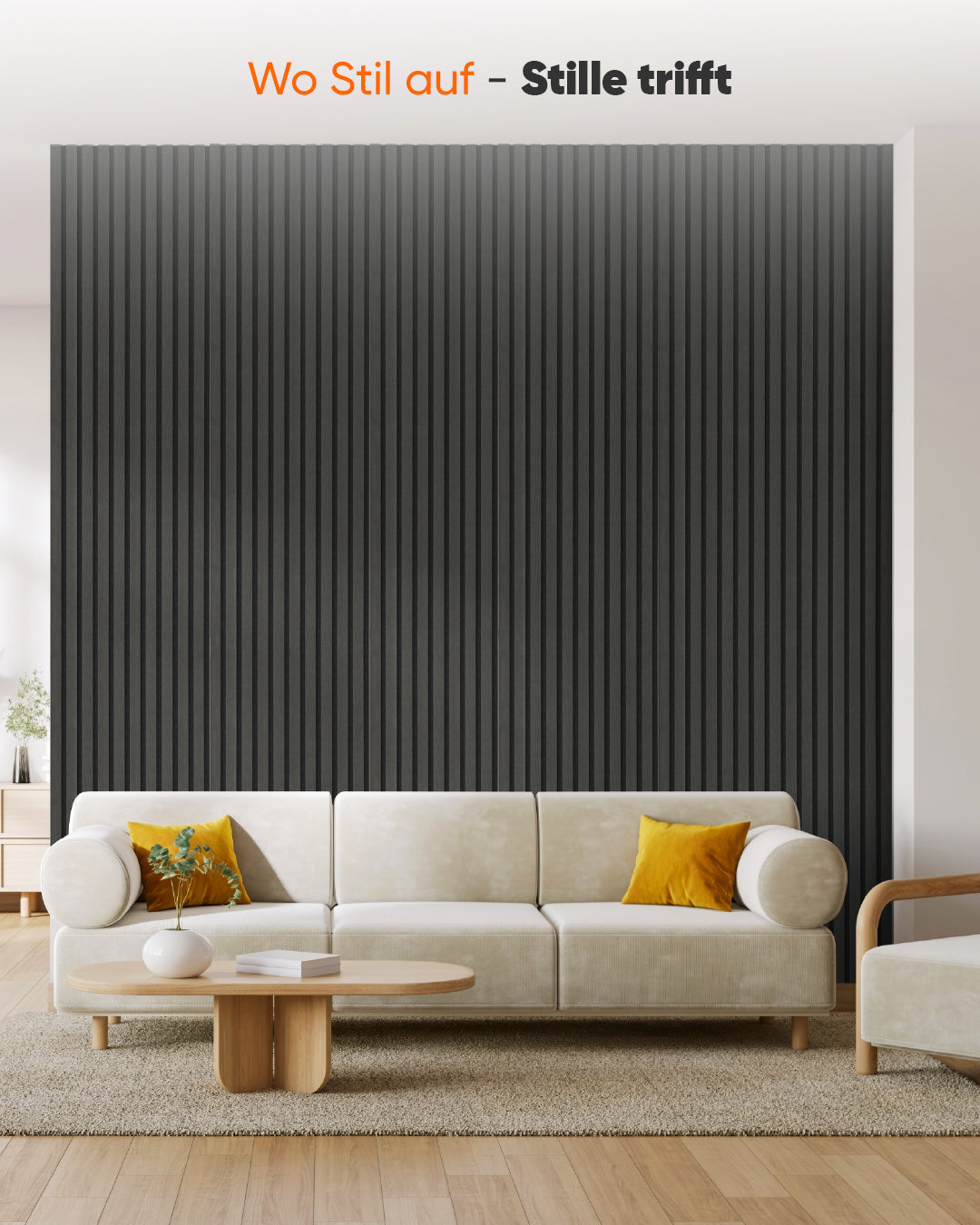3D Akustik Wandpaneel Holz 2er Set – Basalt