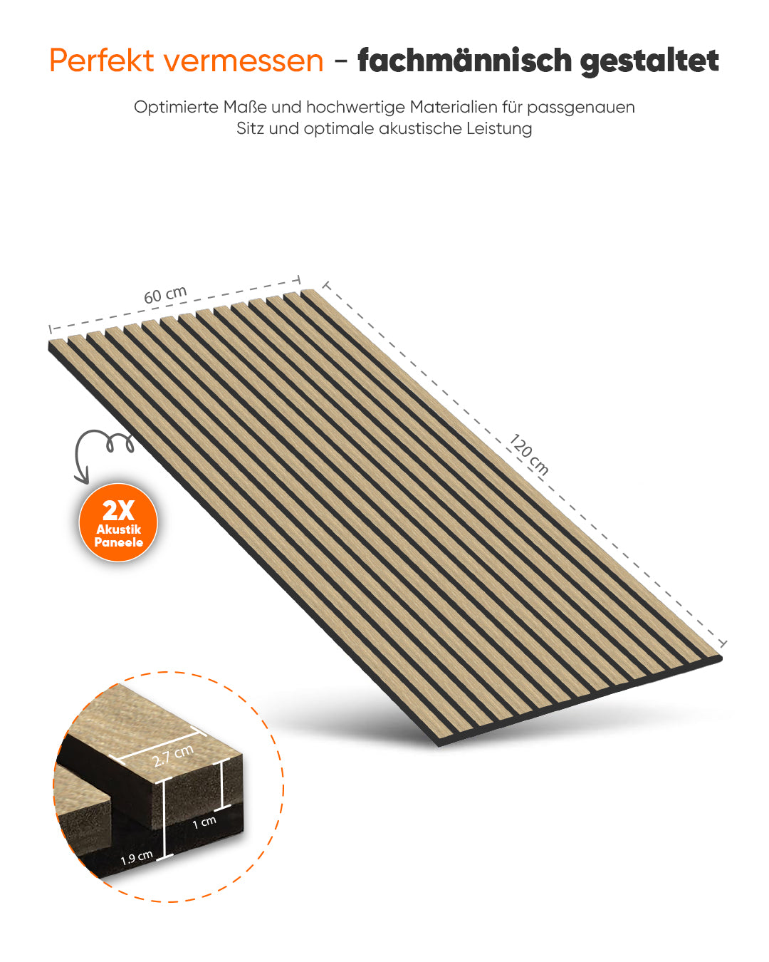 3D Akustik Wandpaneel Holz 2er Set – Natural