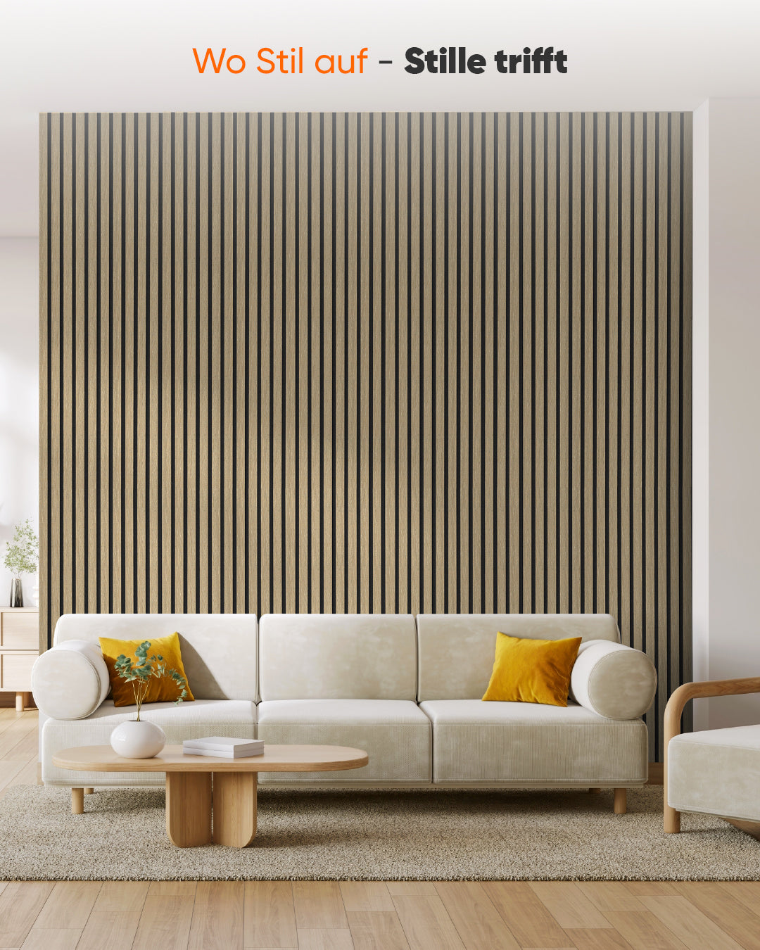 3D Akustik Wandpaneel Holz 2er Set – Natural