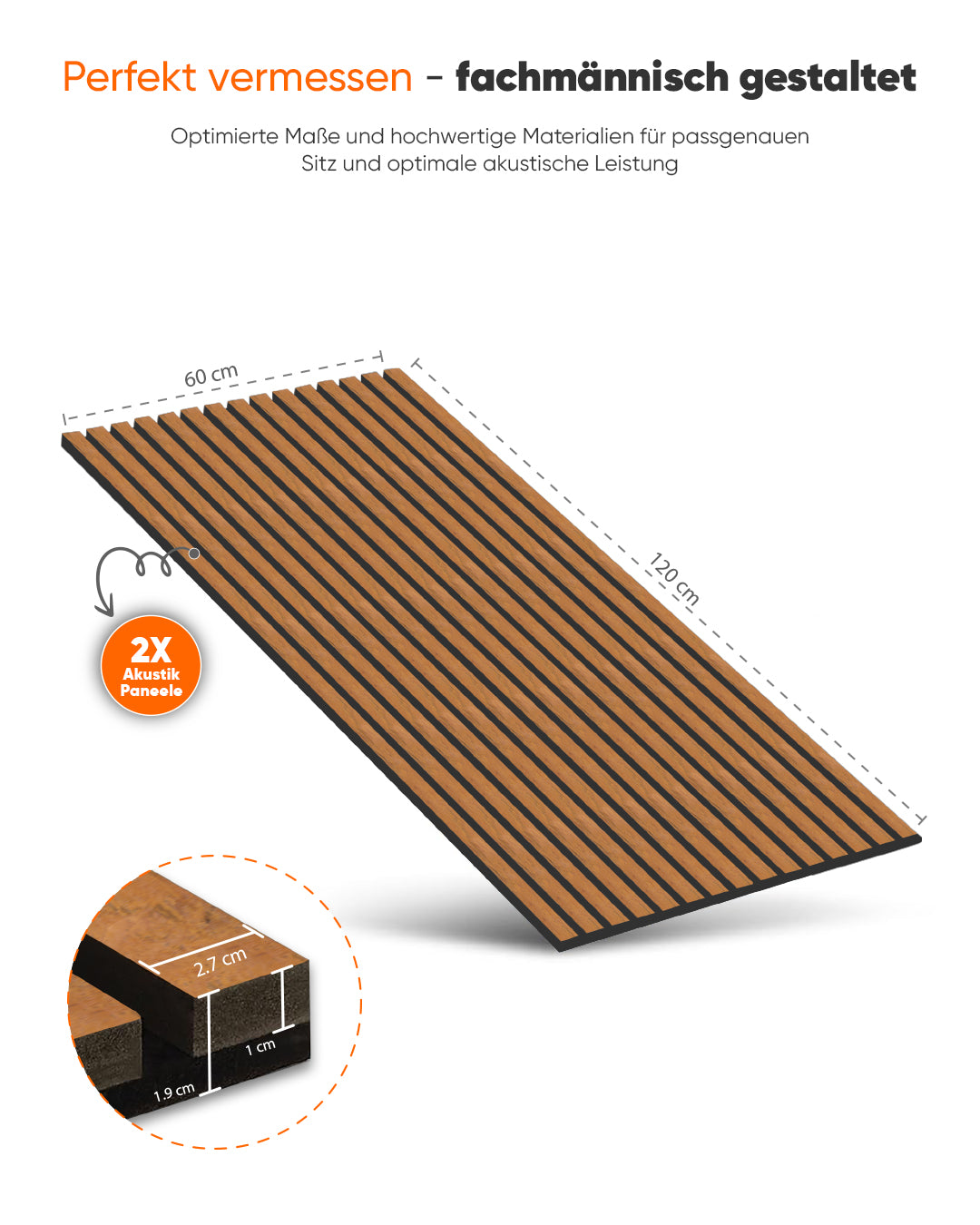 3D Akustik Wandpaneel Holz 2er Set – Vintage