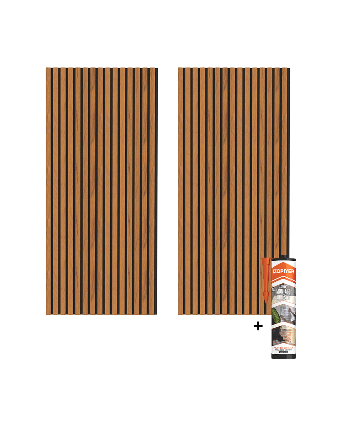 3D Akustik Wandpaneel Holz 2er Set – Walnuss