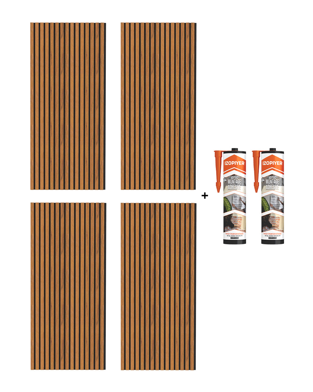 3D Akustik Wandpaneel Holz 2er Set – Walnuss