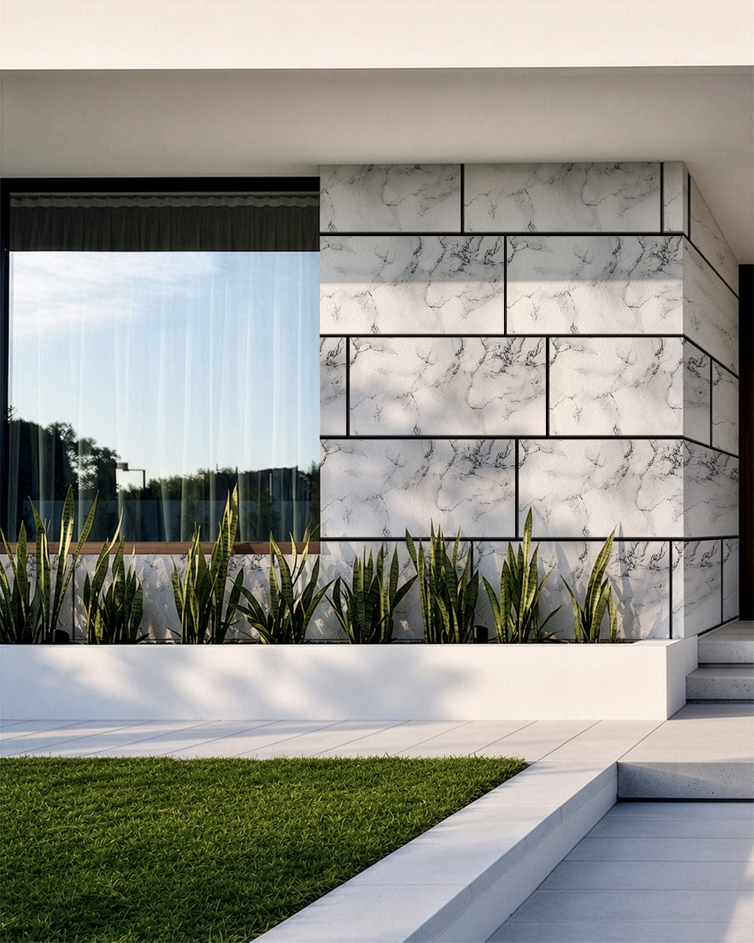 Wandverkleidung Marmoroptik 50×100×2 cm | 3D Wandpaneele aus Styropor | Carrara Weiß AT-05