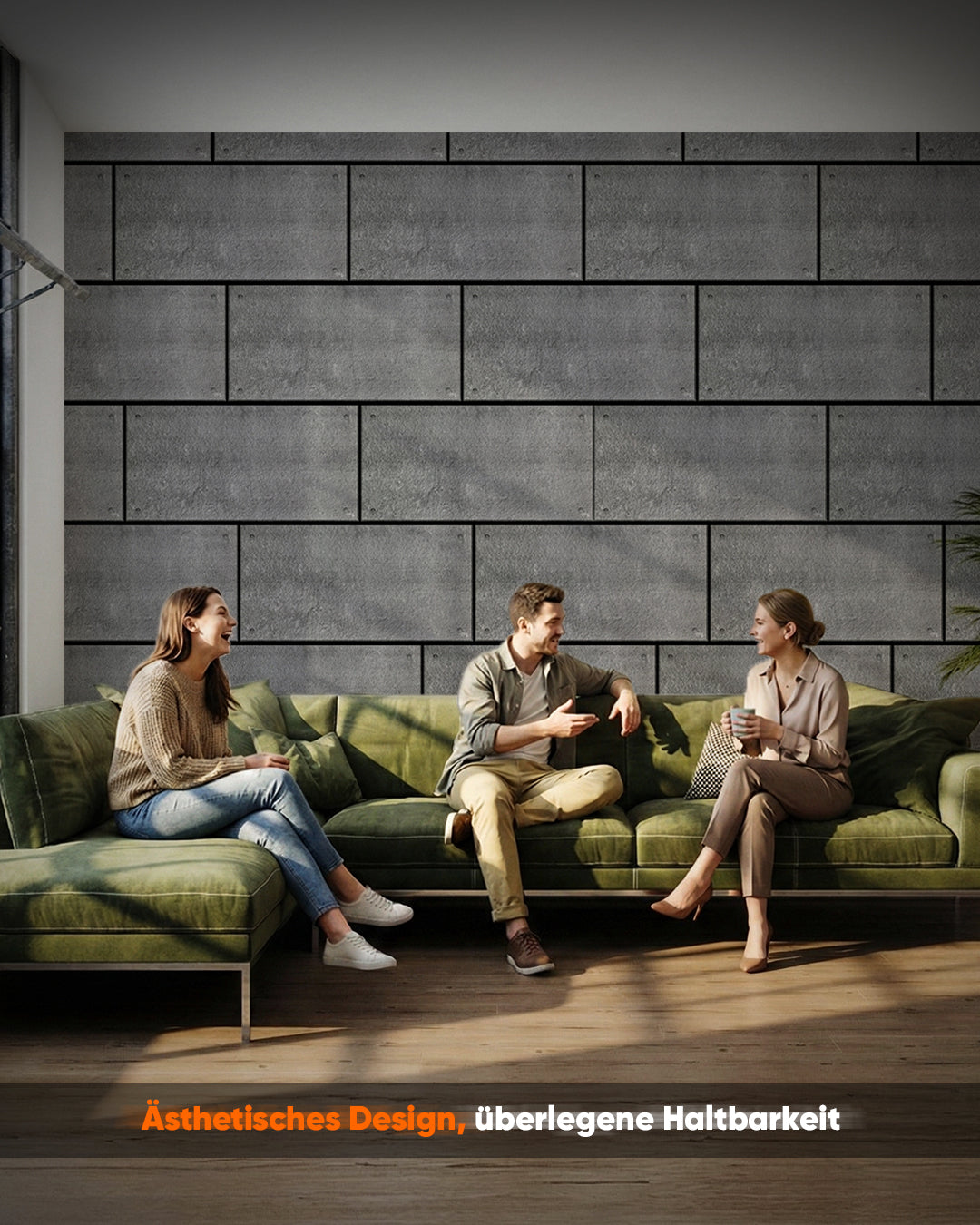 Wandverkleidung Betonoptik 50×100×2 cm | 3D Wandpaneele aus Styropor | Dark Concrete AT-17