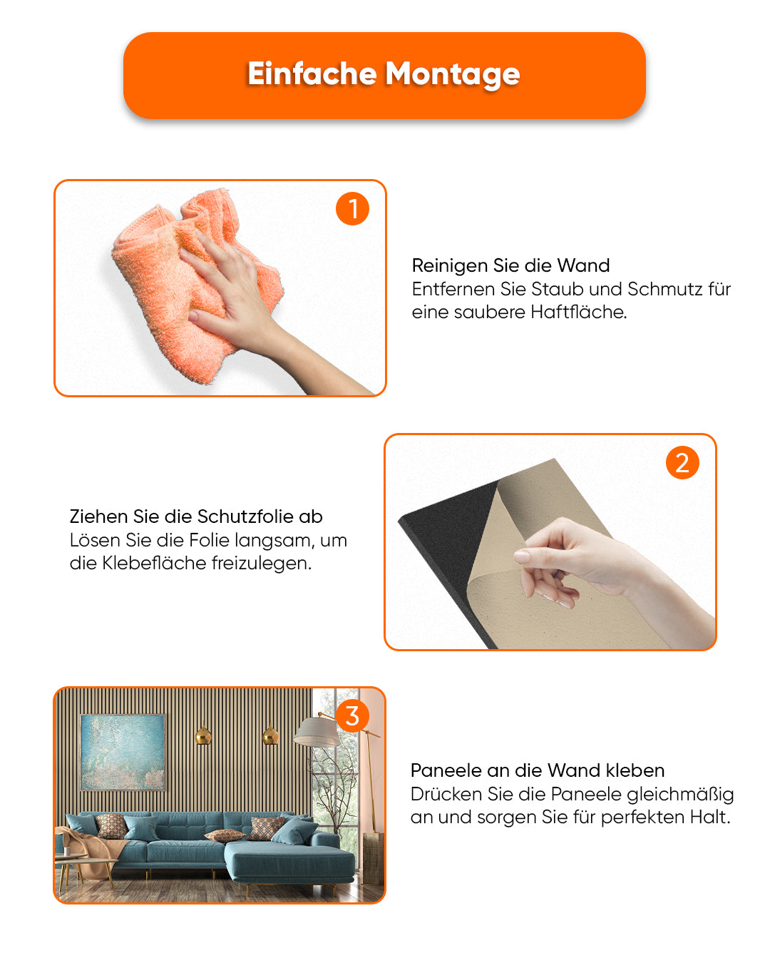 3D Akustik Wandpaneel Holz 4er Set – 120×60×2,1 cm – Dark Walnut