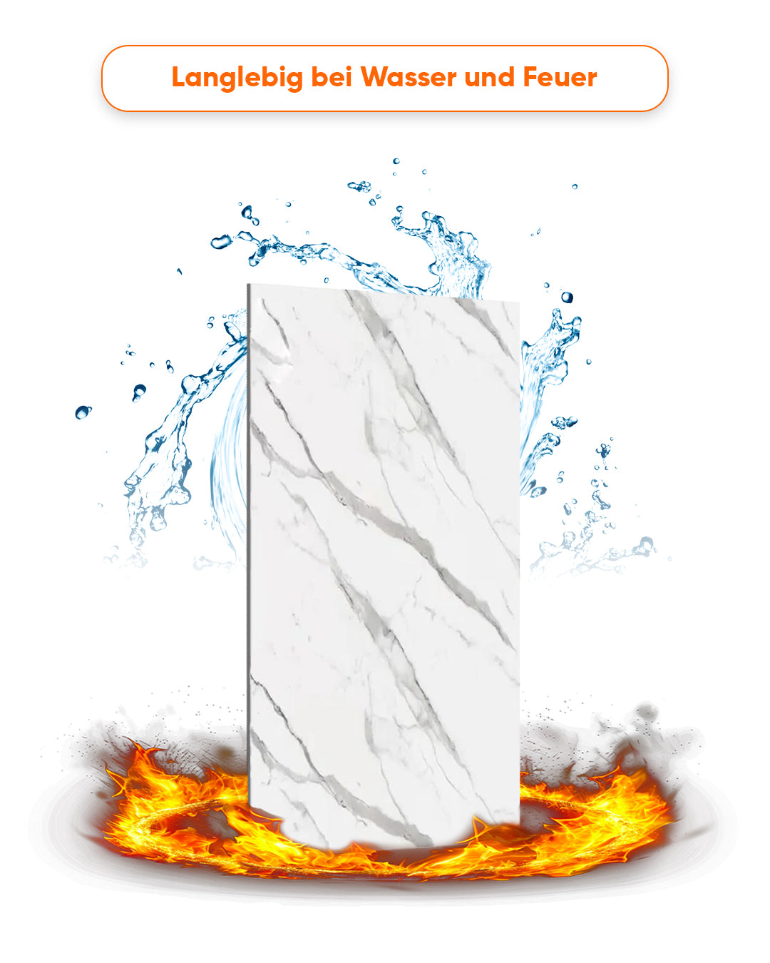 Marmoroptik Alternative zu Badfliese/Küchenfliese Ice Berg Grey New 122x260 cm