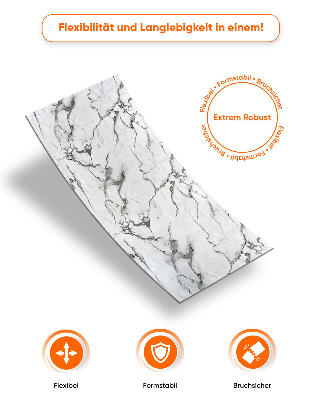 Marble-look alternative to bathroom tile/Arctic Breeze UV-13 244x122 cm