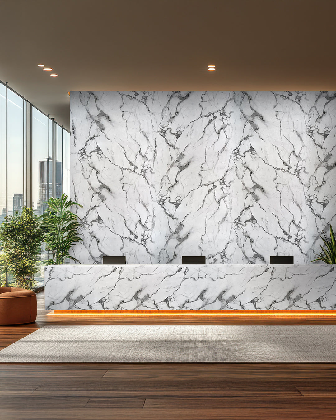 Marble-look alternative to bathroom tile/Arctic Breeze UV-13 244x122 cm