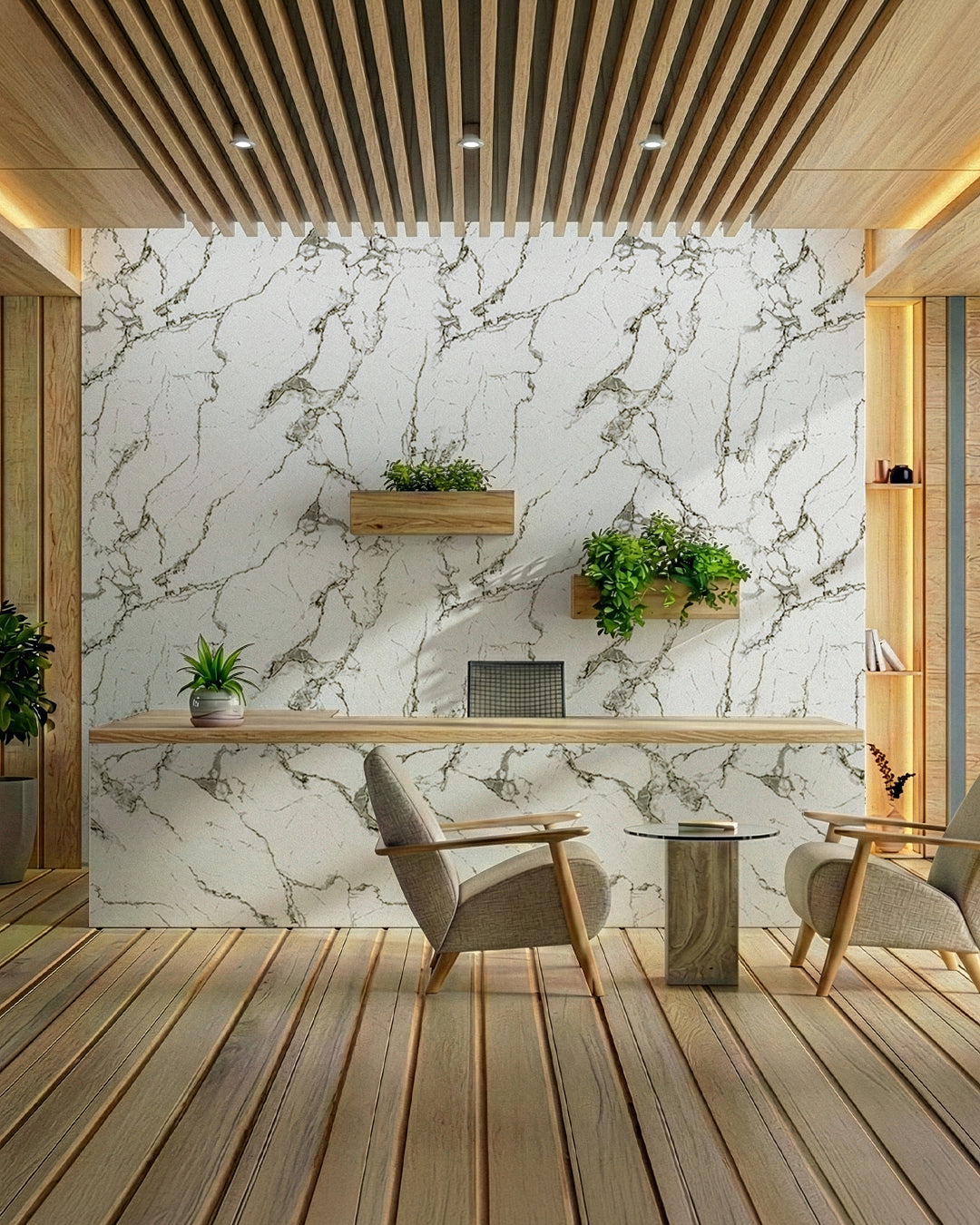 Wandpaneele Marmoroptik 122x260 cm | PVC Marmor Wandverkleidung | Arctic Breeze