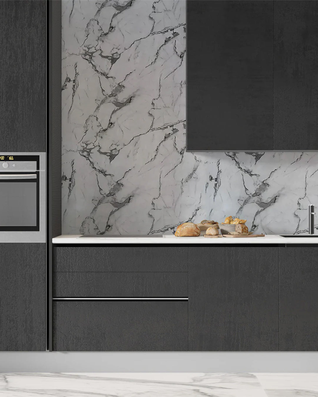 Marble-look alternative to bathroom tile/Arctic Breeze UV-13 244x122 cm