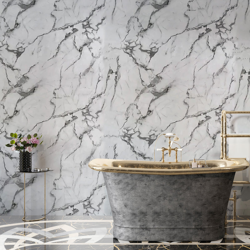 Marble-look alternative to bathroom tile/Arctic Breeze UV-13 244x122 cm