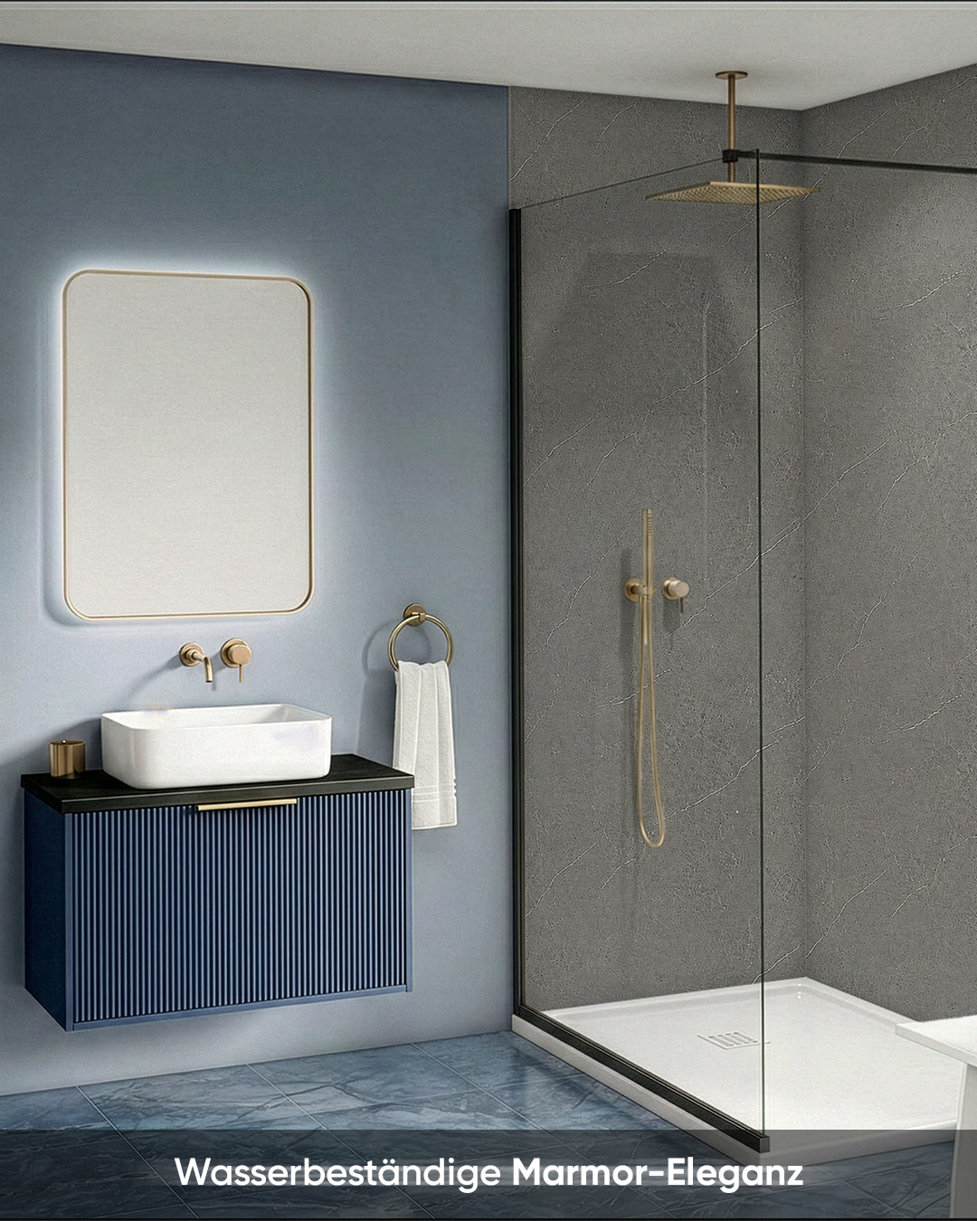 Wandpaneele Marmoroptik 122x260 cm | PVC Marmor Wandverkleidung | Urban Concrete