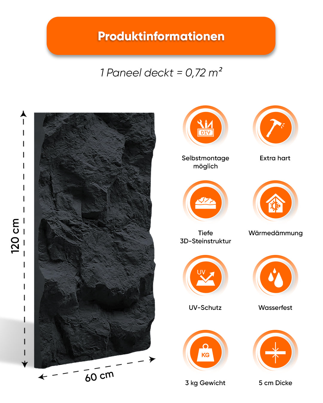 Night Stone 3D Stein Wandpaneele