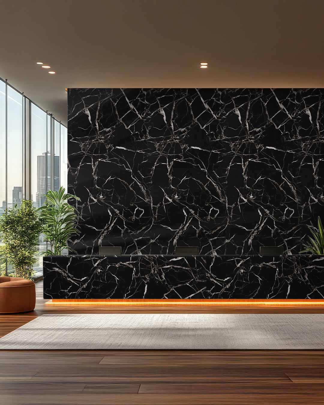 Marble Look Alternative Bathroom Tile/Kitchen Tile Black White 244x122 cm