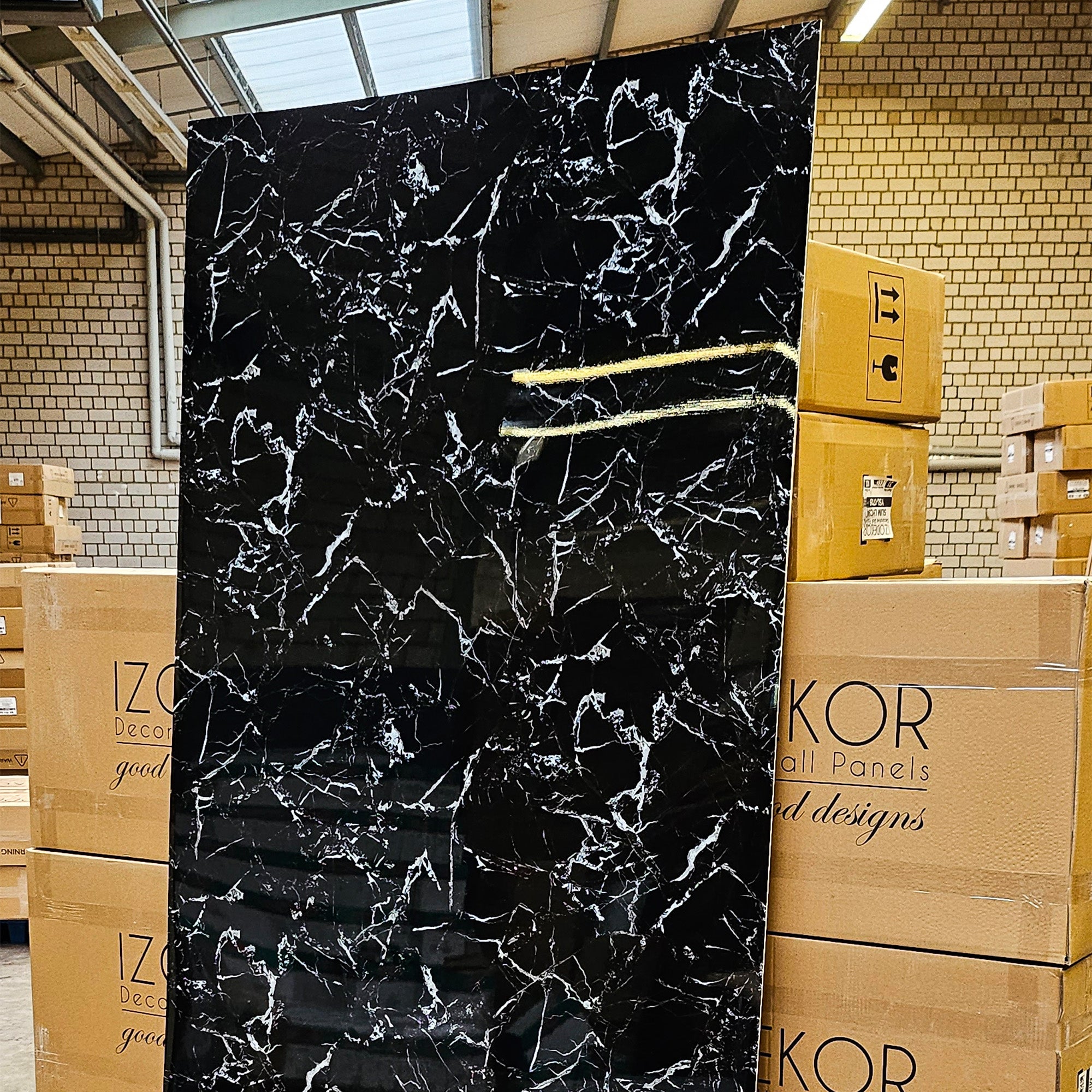 Marmoroptik Alternative zu Badfliese/Küchenfliese Black White 122x244 cm