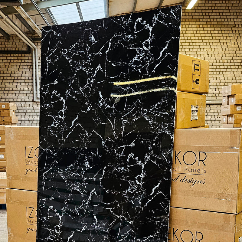 Marble Look Alternative Bathroom Tile/Kitchen Tile Black White 244x122 cm