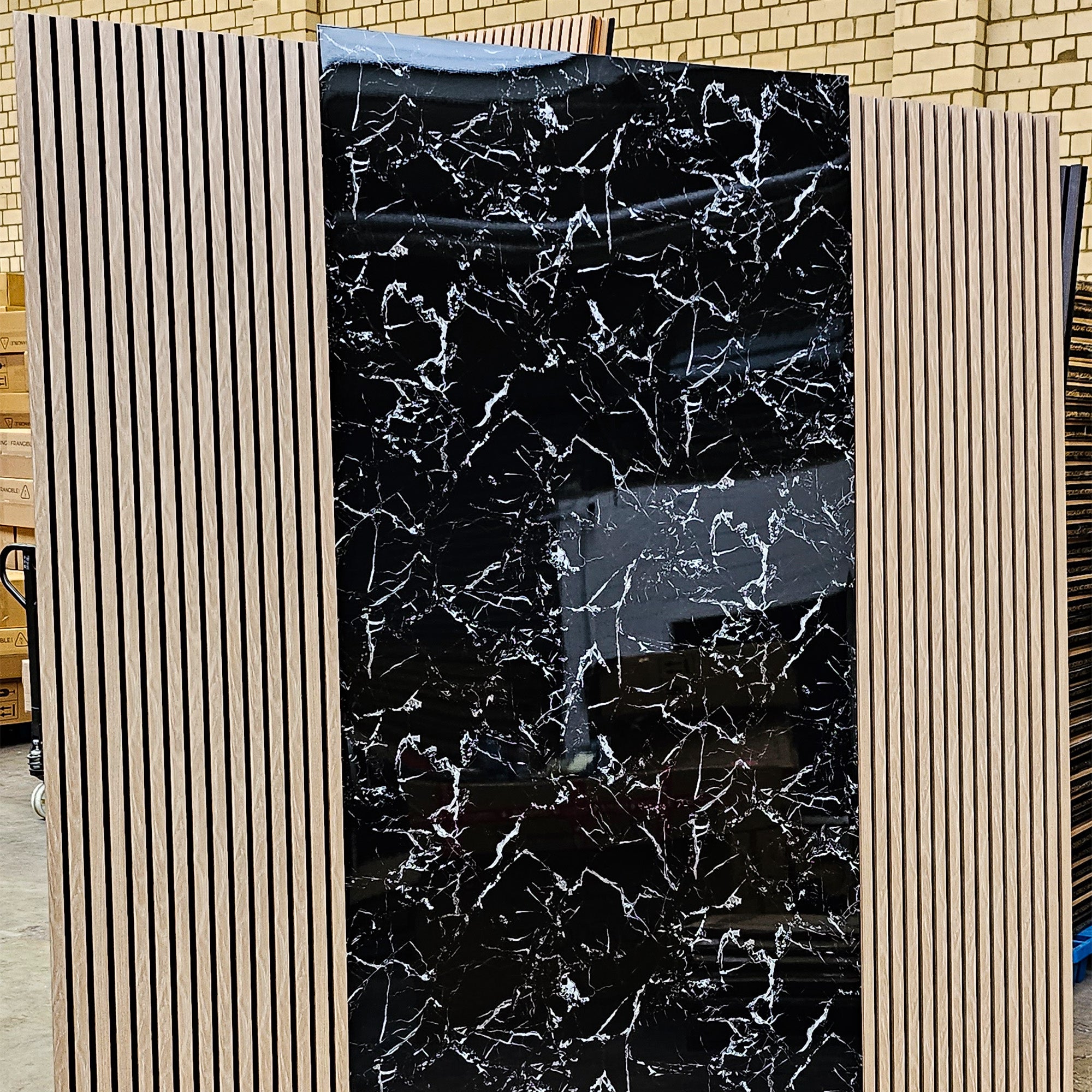 Marmoroptik Alternative zu Badfliese/Küchenfliese Black White 122x244 cm