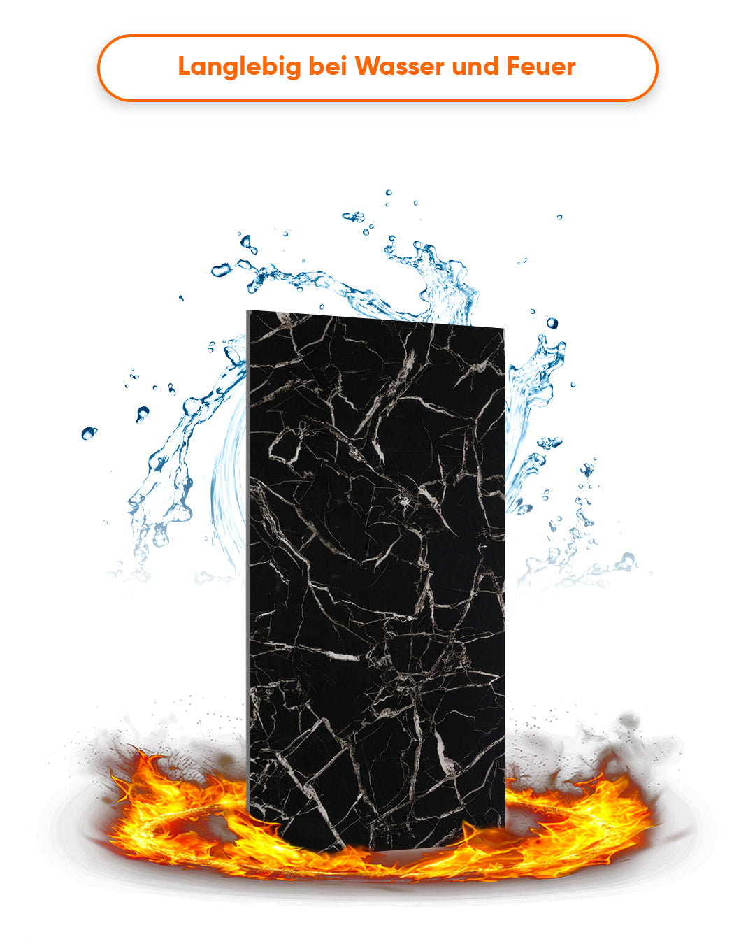 Wandpaneele Marmoroptik 122x244 cm in Schwarz-Weiß, langlebig bei Wasser und Feuer, moderne Wandverkleidung