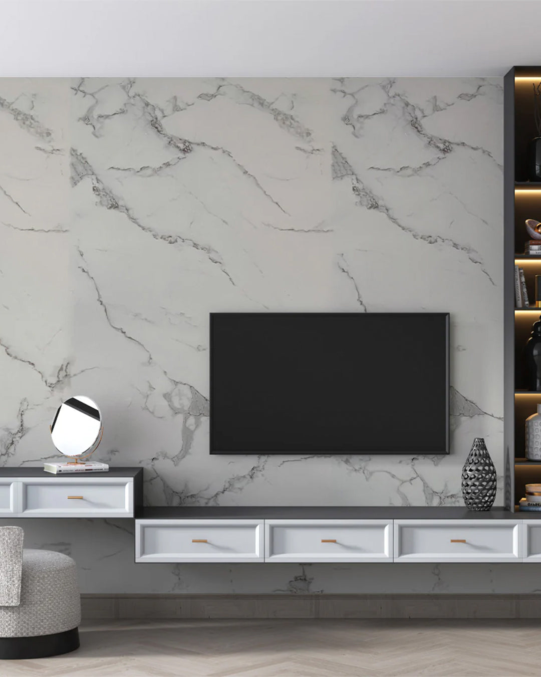 Marble look alternative to bathroom tile/kitchen tile Carrara 244x122 cm
