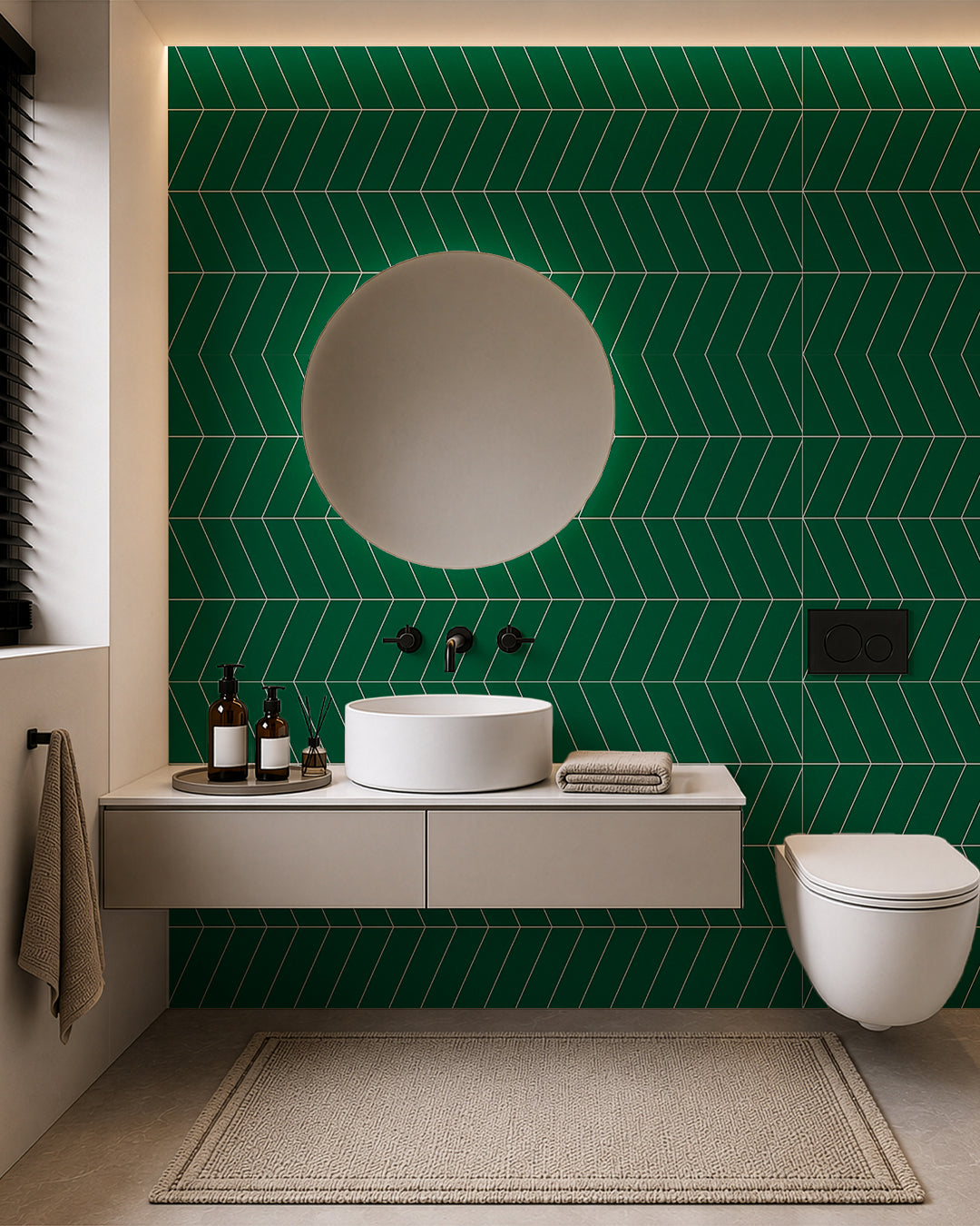 SPC Wandpaneel 122x260 cm | Wasserdichte Wandverkleidung | Chevron Grün