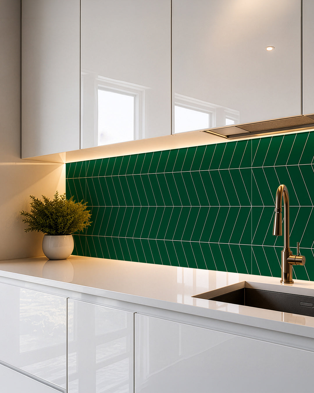 SPC Wandpaneel 122x260 cm | Wasserdichte Wandverkleidung | Chevron Grün