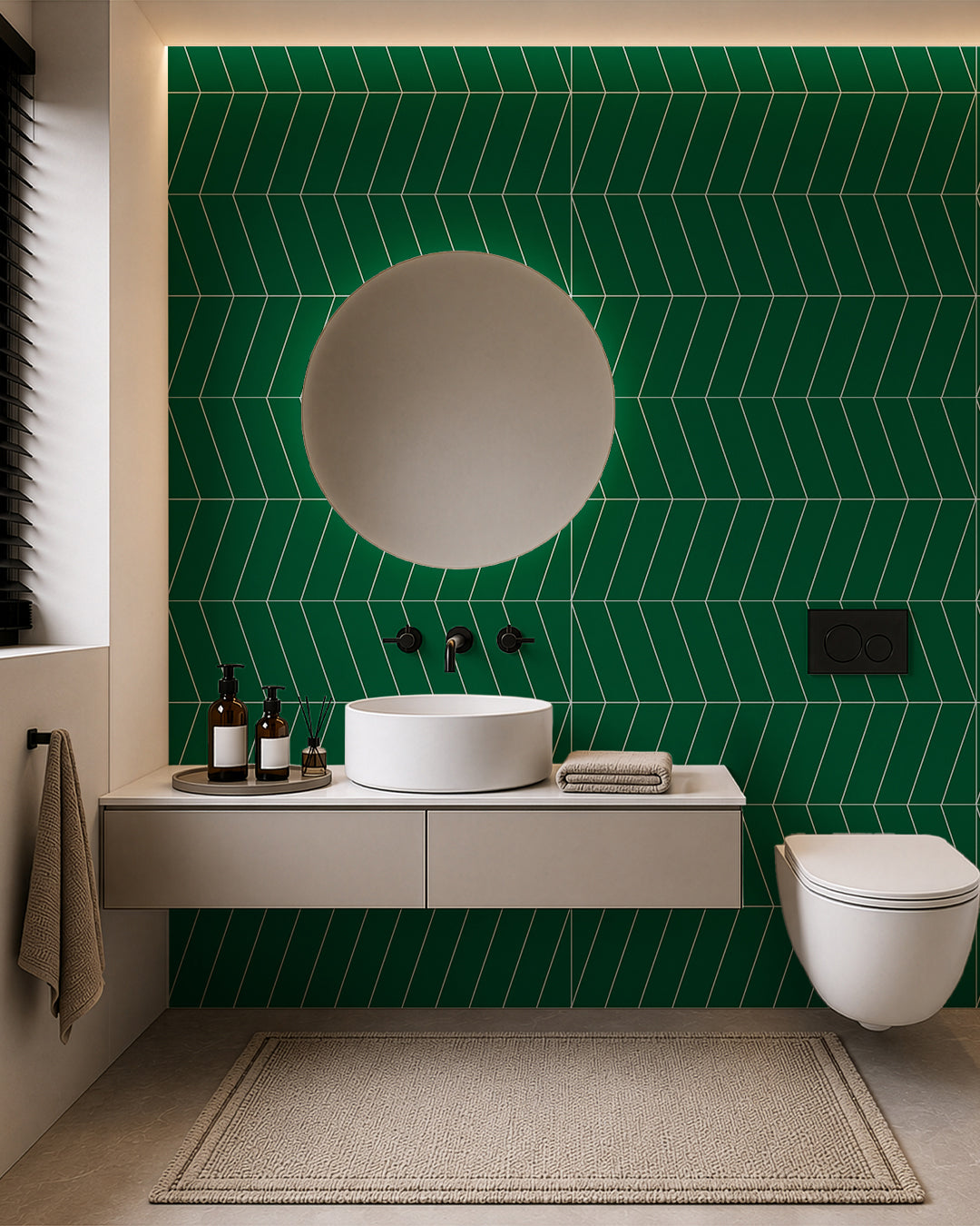 SPC Wandpaneel 60x120 cm | Wasserdichte Wandverkleidung | Chevron Grün