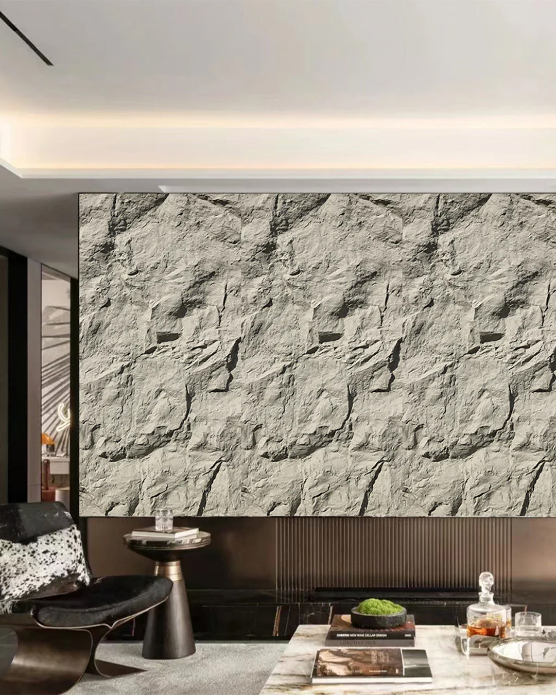Dark Grey Stone 3D Stein Wandpaneele
