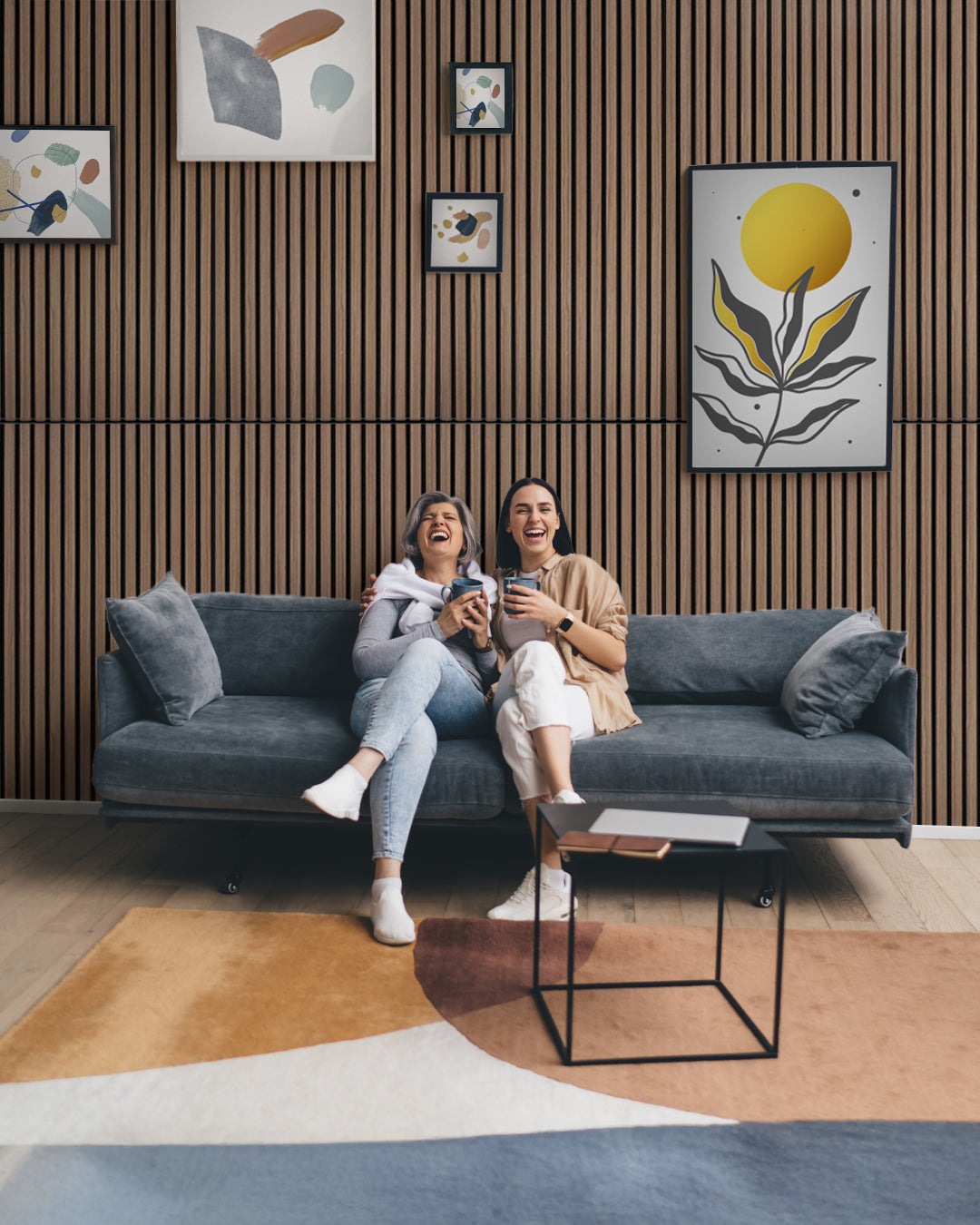 3D Akustik Wandpaneel Holz 4er Set – 120×60×2,1 cm – Dark Walnut