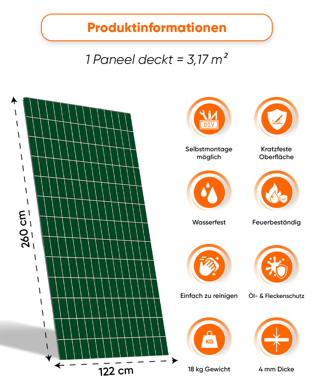 SPC Wandpaneel 122x260 cm | Wasserdichte Wandverkleidung | Tiefe Grünlinie