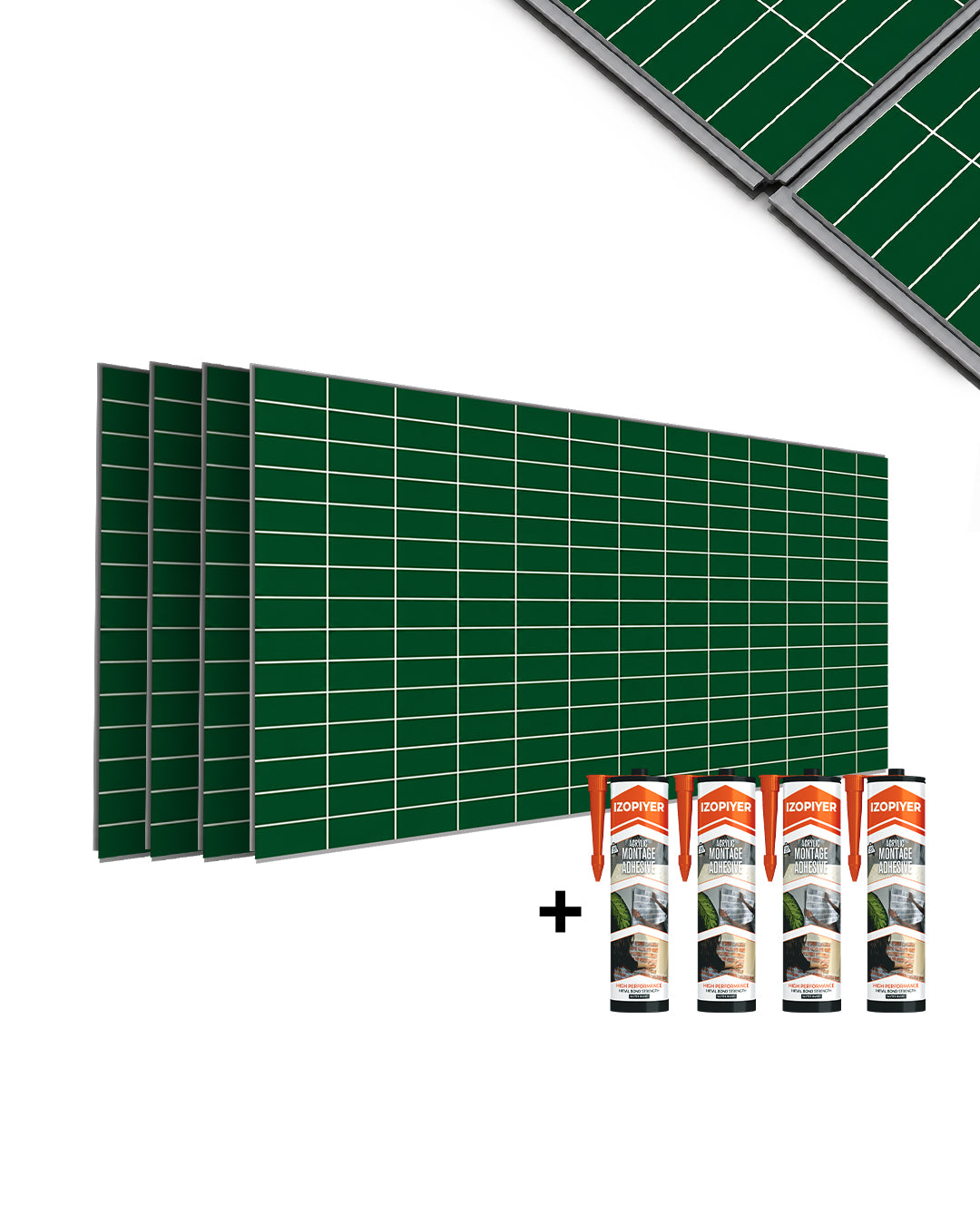 SPC Wandpaneel 122x260 cm | Wasserdichte Wandverkleidung | Tiefe Grünlinie