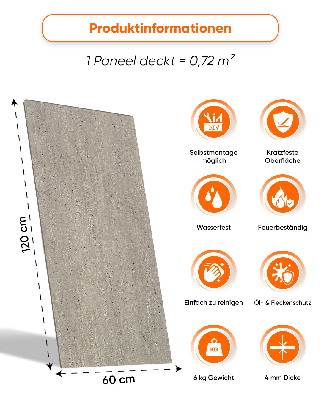 SPC Wandpaneel 60x120 cm | Wasserdichte Wandverkleidung | Desert Silence