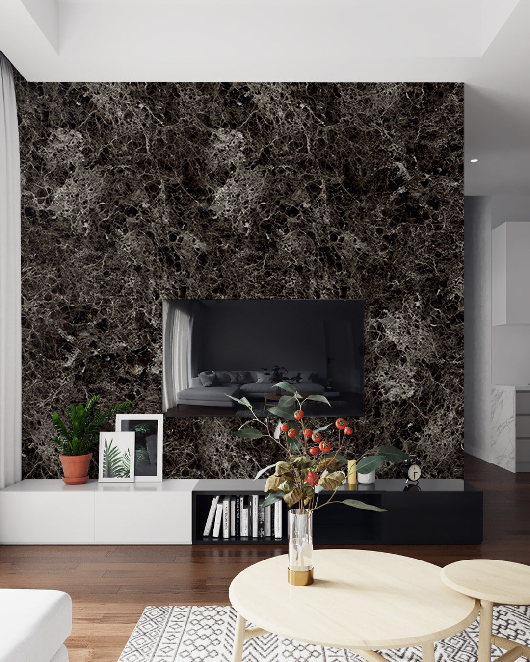 Marmerlook alternatief voor badkamertegels/keukentegels Emperador Dark 122x244 cm 