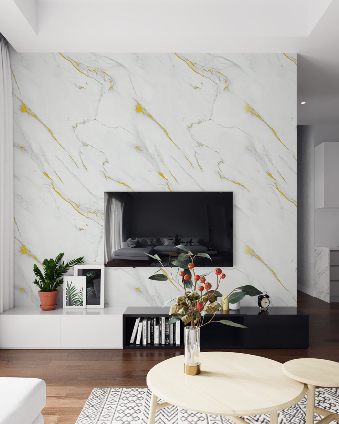 Marmoroptik Alternative zu Badfliese/Küchenfliese Golden Harmony 244x122 cm