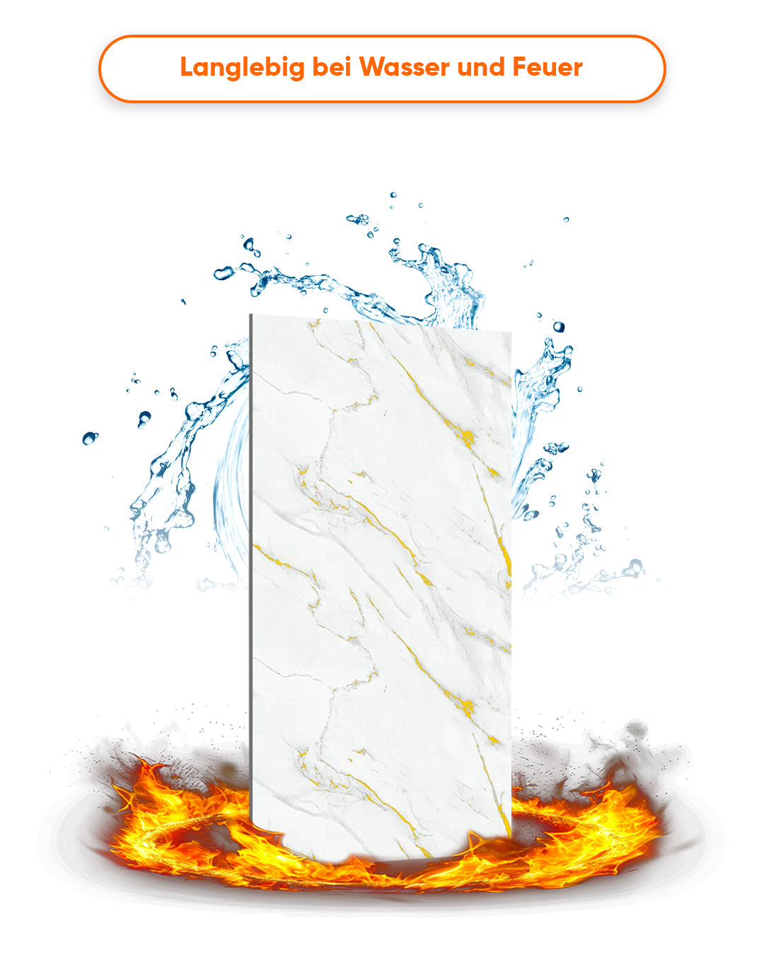 Wandpaneele Marmoroptik 122x260 cm | PVC Marmor Wandverkleidung | Golden Harmony