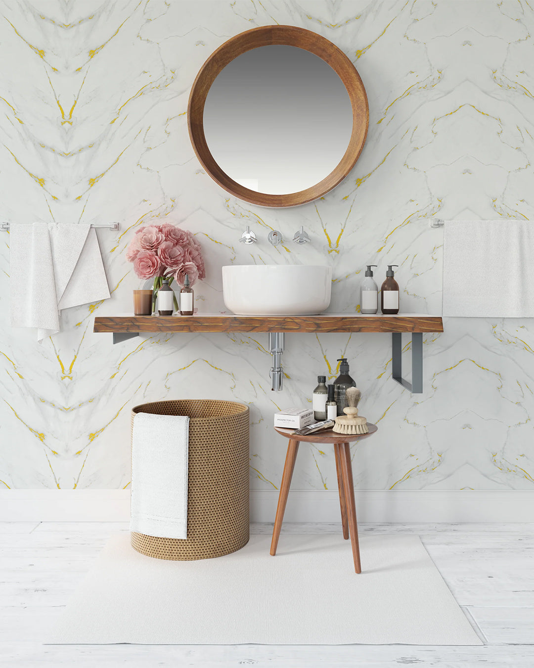 Marmoroptik Alternative zu Badfliese/Küchenfliese Golden Harmony 244x122 cm