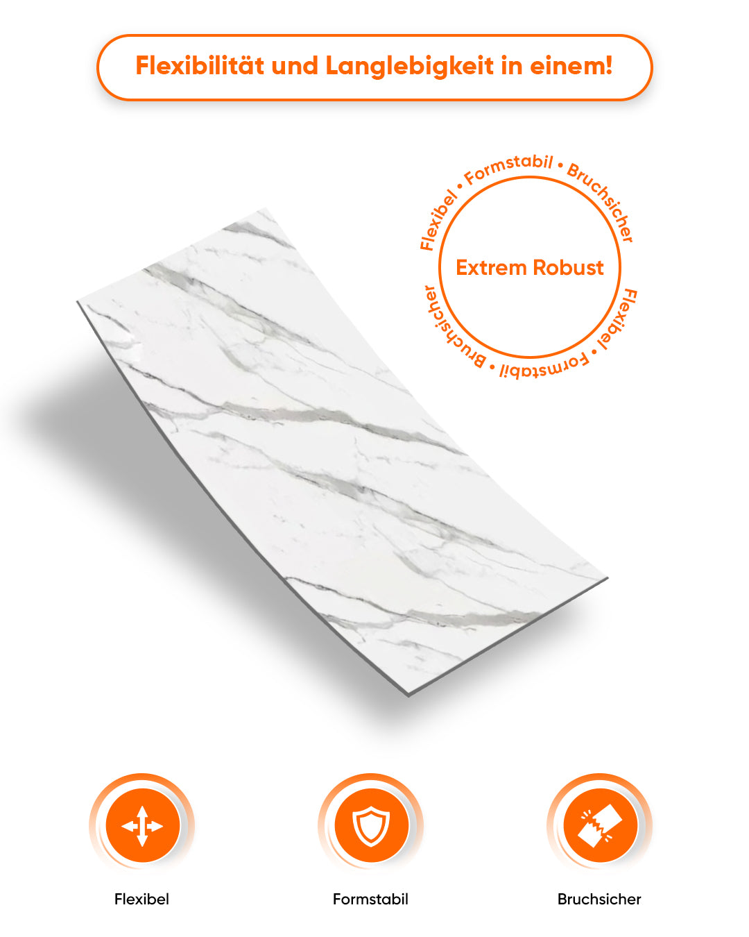 Wandpaneele Marmoroptik 122x260 cm | PVC Marmor Wandverkleidung | Ice Berg Grey New mit robustem Design