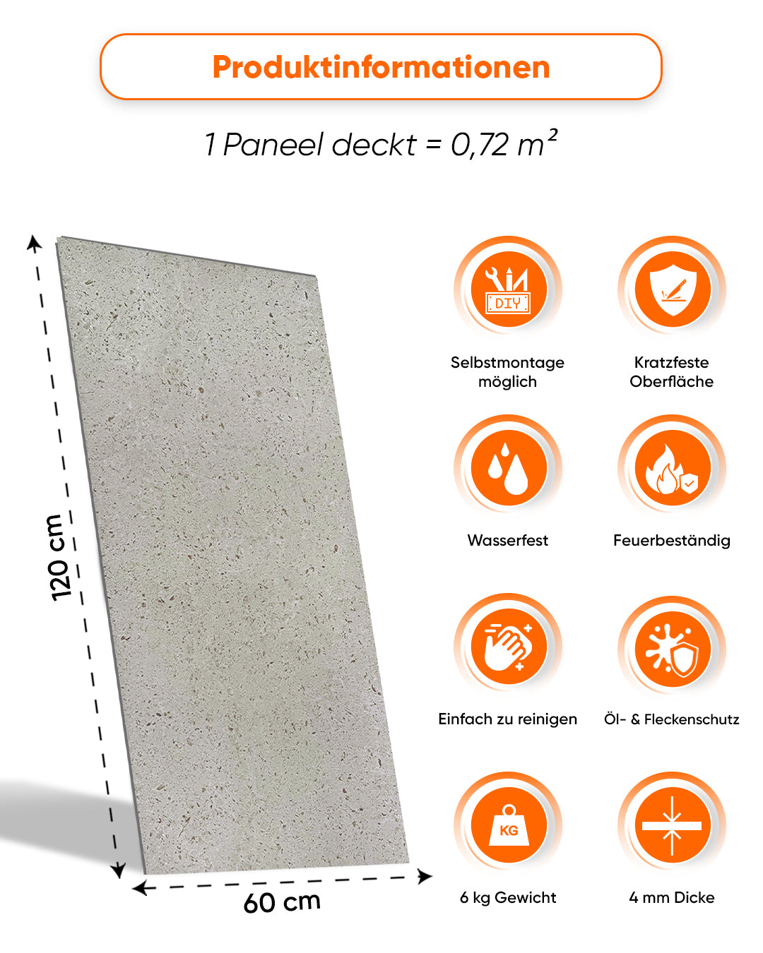 SPC Wandpaneel 60x120 cm | Wasserdichte Wandverkleidung | Infinite Elegance