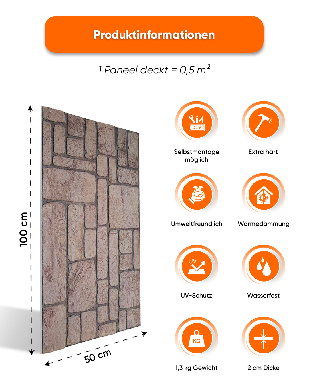 Ancient Traces K-03 – Wandverkleidung Steinoptik | 3D Wandpaneele aus Styropor
