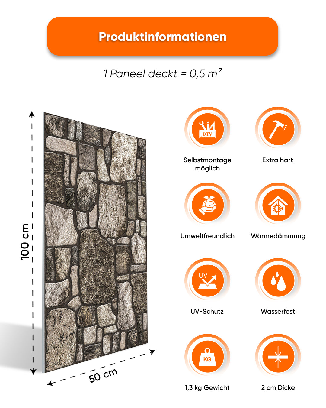 Tradition Stone KR-8 – Wandverkleidung Steinoptik | 3D Wandpaneele aus Styropor