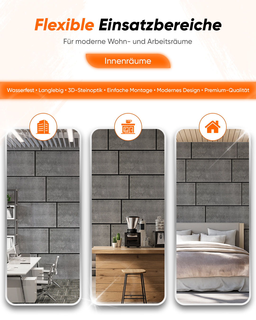 Wandverkleidung Betonoptik 50×100×2 cm | 3D Wandpaneele aus Styropor | Dark Concrete AT-17