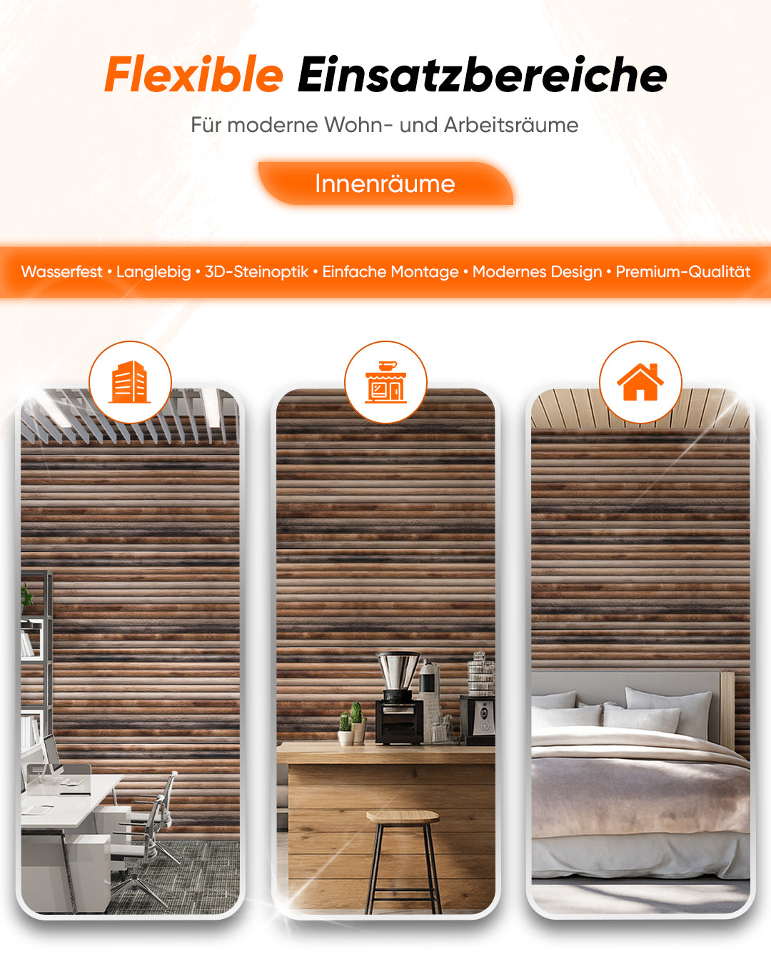 Wandverkleidung Holzoptik 50×100×2 cm | 3D Wandpaneele aus Styropor | Rustic Wood OP-02
