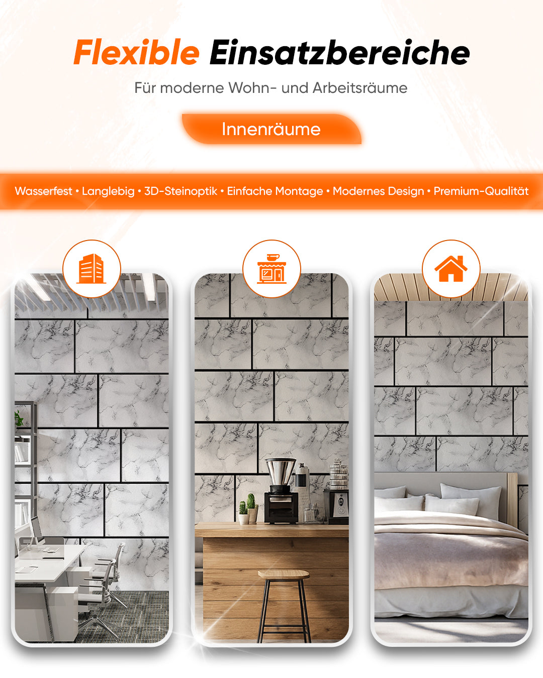 Wandverkleidung Marmoroptik 50×100×2 cm | 3D Wandpaneele aus Styropor | Carrara Weiß AT-05