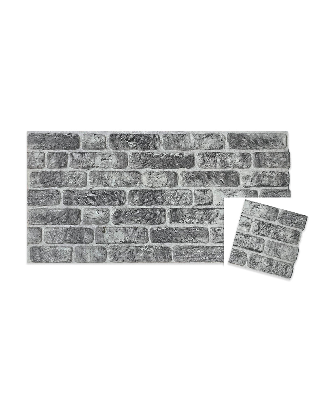 Wandverkleidung Steinoptik 50×100×2 cm mit 3D Paneelen aus Styropor im grau-schwarzen Mauerstein-Look
