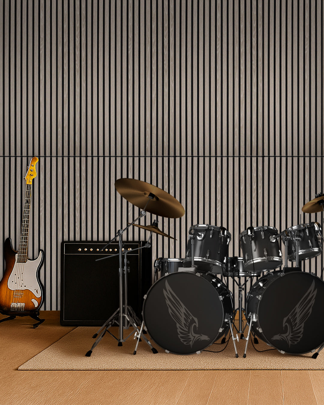 3D Akustik Wandpaneel Holz 4er Set – 120×60×2,1 cm – Light Oak