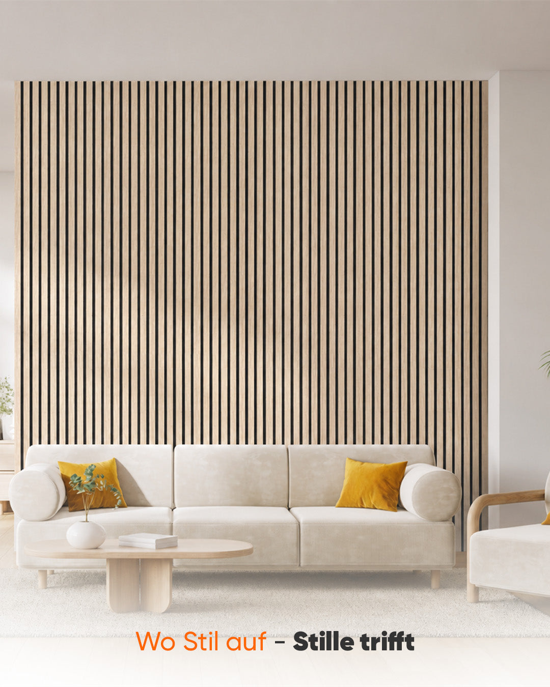 3D Akustik Panel Holz 50x240 cm 4er Set | White Oak