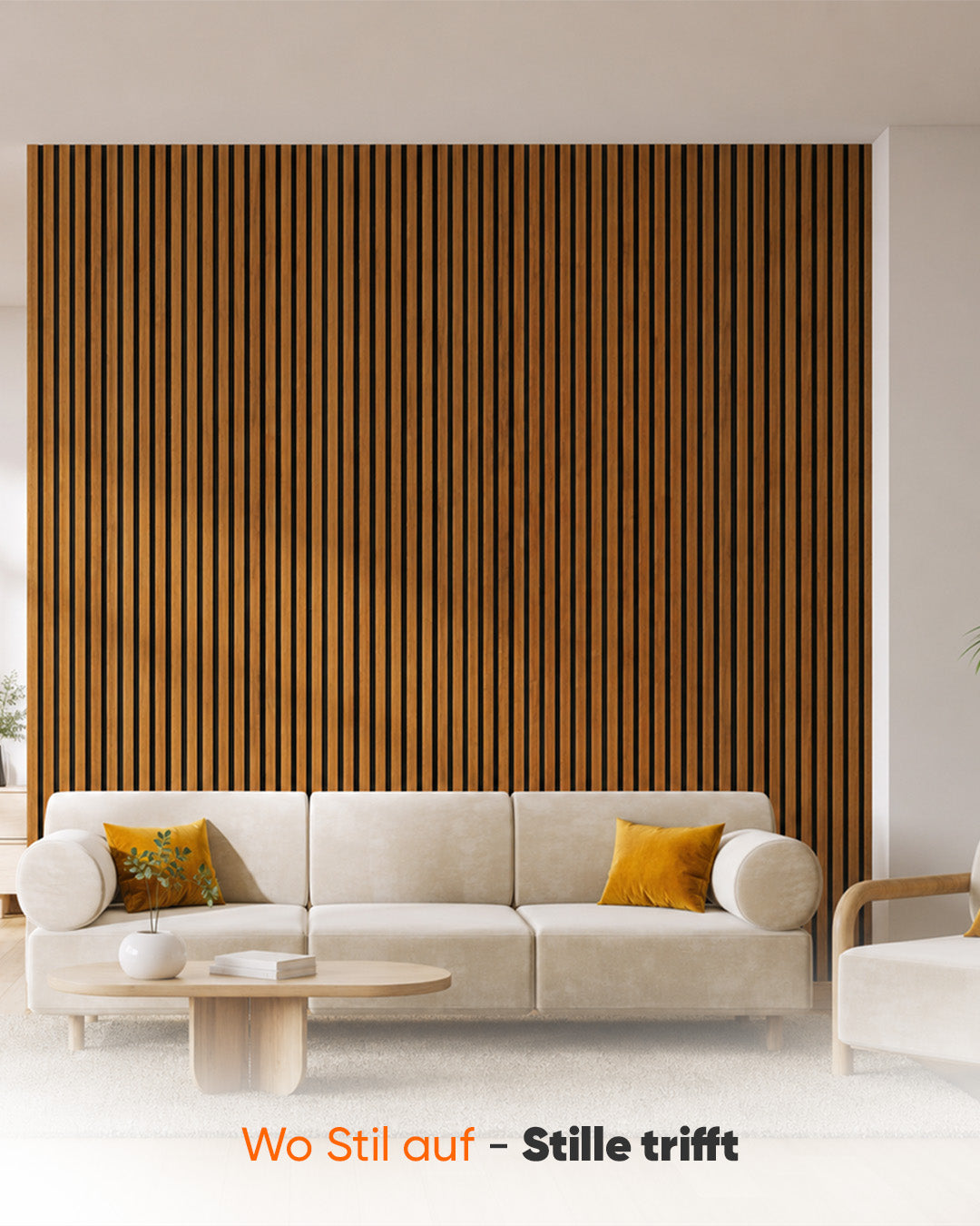 3D Akustik Panel Holz 50x240 cm 4er Set | Walnut